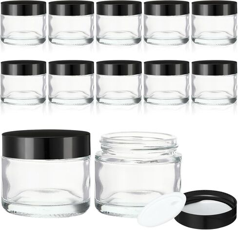 24 Pcs 8 oz Glass Jars with Lids, Clear Candle Jars with Black Lids Round Empty Candles Container Tins for Candle Making Storing Lotions Spice Powder Liquid Sample Makeup (Clear) in Saudi Arabia