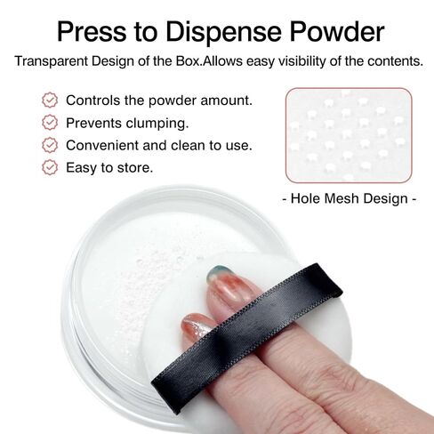 10g Refillable Loose Powder Container with Sifter & Puff – Travel Cosmetic Jar Compact with Lid, Empty Makeup Box for Face Powder in Kuwait