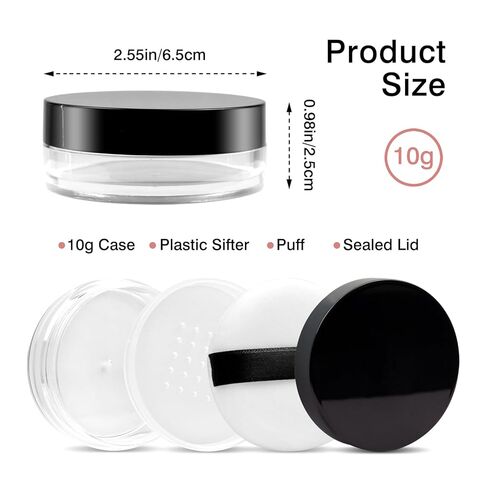 10g Refillable Loose Powder Container with Sifter & Puff – Travel Cosmetic Jar Compact with Lid, Empty Makeup Box for Face Powder in Kuwait