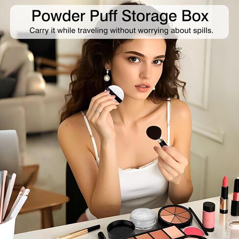 10g Refillable Loose Powder Container with Sifter & Puff – Travel Cosmetic Jar Compact with Lid, Empty Makeup Box for Face Powder in Kuwait