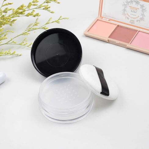 10g Refillable Loose Powder Container with Sifter & Puff – Travel Cosmetic Jar Compact with Lid, Empty Makeup Box for Face Powder in Kuwait