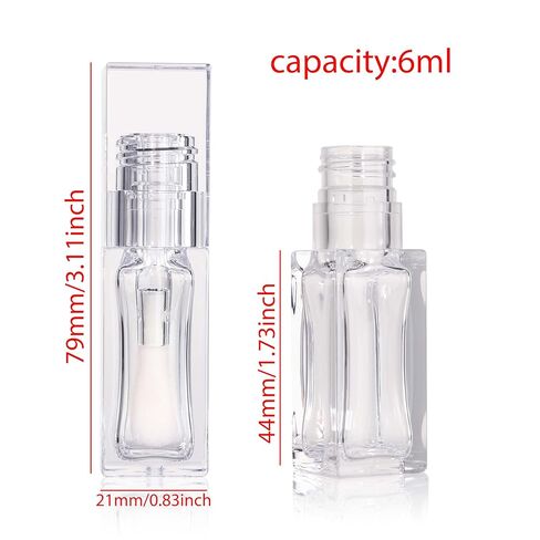 COSIDEA 18pcs Empty 6ml Square Clear PETG lip gloss tubes big deo foot wand lipgloss tube container for lip oil in Saudi Arabia