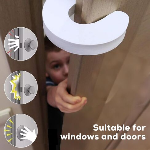 6Pcs White Foam Door Stopper Prevents Door Slamming and Protects Fingers Soft Cushion for Home Safety in Saudi Arabia
