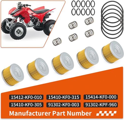 For Honda ATC TRX XR 250 300 350 400 500 600 650 5Pcs Oil Filter & Spring O-Ring Kit 15410-KF0-305 in Saudi Arabia