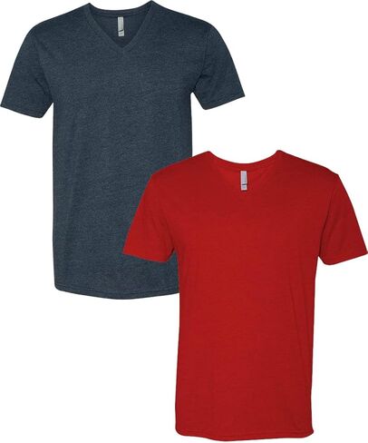 Next Level Apparel 6240 Mens Premium V-Neck Tee LRG-Midnight/Red in Kuwait