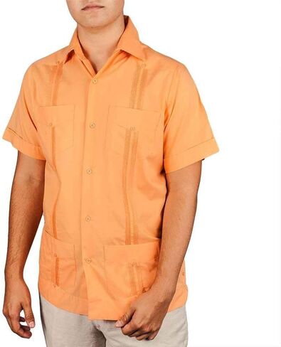 قميص رجالي بأكمام قصيرة من خليط القطن التقليدي Guayabera in Saudi Arabia