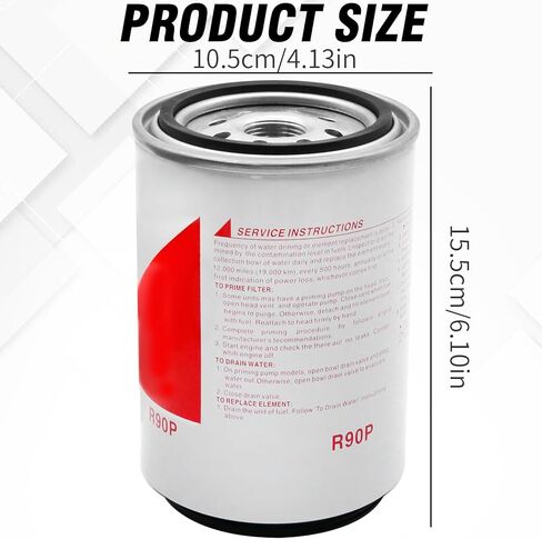 R90P Fuel Water Separator Filter, Replacement for 790R, 690R, 490R, RC390 Series 30 Micron Diesel Engine, Replaces FS19521 8159975 BF1360 4230-0100 in Saudi Arabia