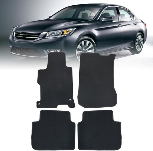 FZJDSD Black 4Pcs Front & Rear Floor Mats Carpet Velour Replacement Compatible with Honda Accord Sedan 2013 2014 2015 2016 2017 in Saudi Arabia