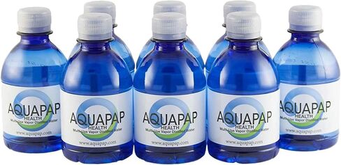 AQUAPAP 8 ounce 24 pack Vapor Distilled CPAP Water | 1-2 nights per bottle | For use with Resmed and Respironics Machines in Kuwait