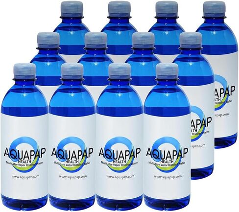AQUAPAP 8 ounce 24 pack Vapor Distilled CPAP Water | 1-2 nights per bottle | For use with Resmed and Respironics Machines in Kuwait