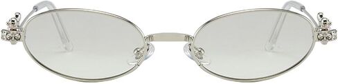 Luxury Diamond Metal Oval Frame Sunglasses for Women Small Frame Oval Sun Glasses UV400 Vintage Outdoor Eyeglasses in Saudi Arabia
