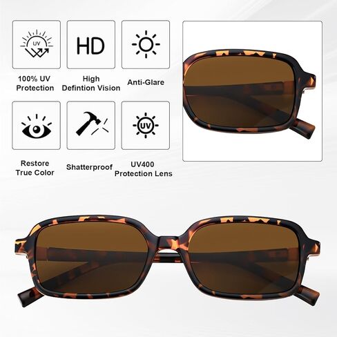 JATEBI 4 Pack Retro Square Sunglasses for Women Vintage Y2K Fashion UV400 Protection Rectangle Frame Chunky Frame 90s Style in Kuwait