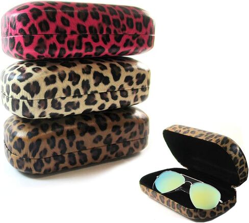 1 Hard Leopard Print Case Sunglasses Eye Glasses Portable Clam Shell Protector in Kuwait