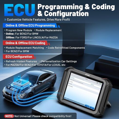 أداة مسح ثنائية الاتجاه XTOOL X100 MAX مدعومة بالذكاء الاصطناعي مع برنامج ECU Pr0gramming وC0ding، أداة تشخيص لاسلكية للسيارات مع خريطة طبولوجيا و[محول KC501]، 42+ إعادة ضبط، FCA/CAN FD/DoIP، تحديثات لمدة عامين in Saudi Arabia