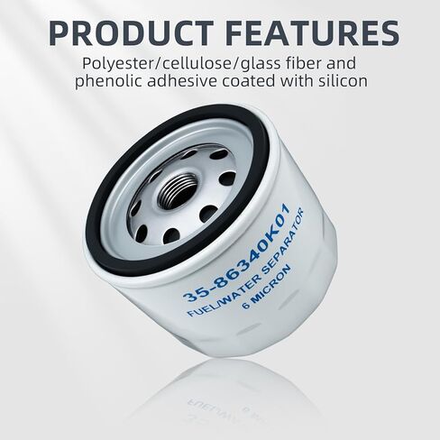 35-866340K01 Oil Filter is suitable for Mercury MerCruiser 35-802885Q, 32716, 866340Q02, 866340Q03, 866340K01, 54111, 52022, 32717, 52731A1, 52731, 14957, OMC 173232, 502902, 778864 in Kuwait