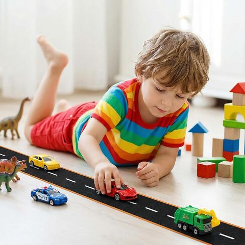 32.8 Ft x 3 in Road Tape for Toy Cars, Road Tape for Kids, 2 Rolls Roadway Tapes with Curves Race Track Tapes for Kids Birthday Party Racing Party Decoration in Kuwait