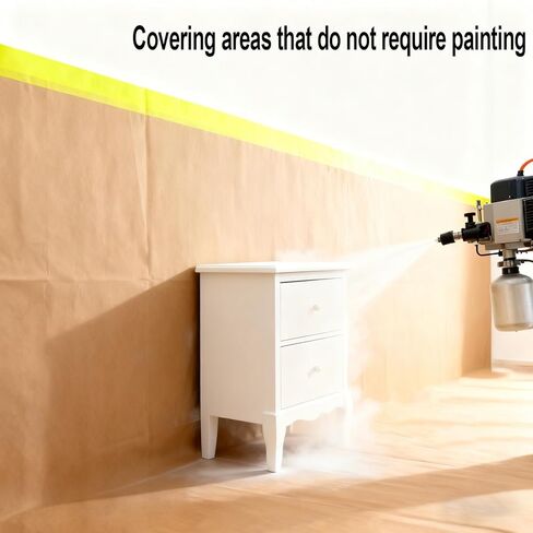 4 لفات من ورق الأقنعة المُثبت مسبقًا للطلاء، وورق الرسامين والأشرطة والستائر، وبكرة ورق واقية لاصقة للطلاء لتغطية الحواف وإطارات الأبواب والسيارات (6 بوصة × 50 قدمًا) in Kuwait