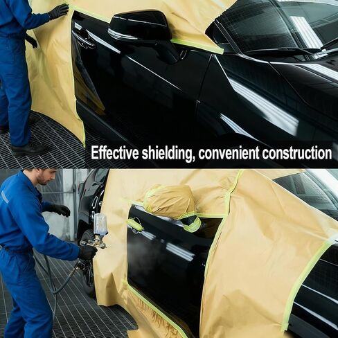 4 لفات من ورق الأقنعة المُثبت مسبقًا للطلاء، وورق الرسامين والأشرطة والستائر، وبكرة ورق واقية لاصقة للطلاء لتغطية الحواف وإطارات الأبواب والسيارات (6 بوصة × 50 قدمًا) in Kuwait