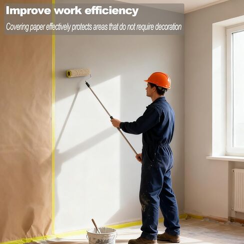 4 لفات من ورق الأقنعة المُثبت مسبقًا للطلاء، وورق الرسامين والأشرطة والستائر، وبكرة ورق واقية لاصقة للطلاء لتغطية الحواف وإطارات الأبواب والسيارات (6 بوصة × 50 قدمًا) in Kuwait
