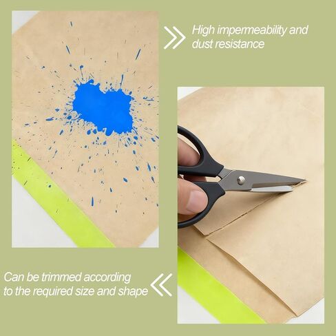4 لفات من ورق الأقنعة المُثبت مسبقًا للطلاء، وورق الرسامين والأشرطة والستائر، وبكرة ورق واقية لاصقة للطلاء لتغطية الحواف وإطارات الأبواب والسيارات (6 بوصة × 50 قدمًا) in Kuwait