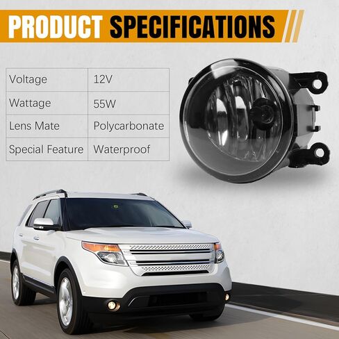Fog Lights W/Bulbs Compatible with 08-14 Ford Focus,11-15 Explorer,13-16 Fusion,14-15 Fiesta, Halogen Front Bumper Driving Fog Lamps Replacement,Driver and Passenger Side in Saudi Arabia