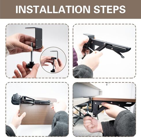 Ergonomic Desk Extender Tray, 9.8 x 6.9 Inch Clamp on Table Mount Arm Wrist Rest Shelf, 90° Foldable Mouse Support, Computer Elbow Arm Support for Office Cubicles, Home Study (Walnut) in Kuwait