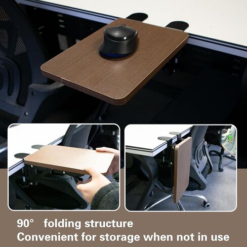 Ergonomic Desk Extender Tray, 9.8 x 6.9 Inch Clamp on Table Mount Arm Wrist Rest Shelf, 90° Foldable Mouse Support, Computer Elbow Arm Support for Office Cubicles, Home Study (Walnut) in Kuwait