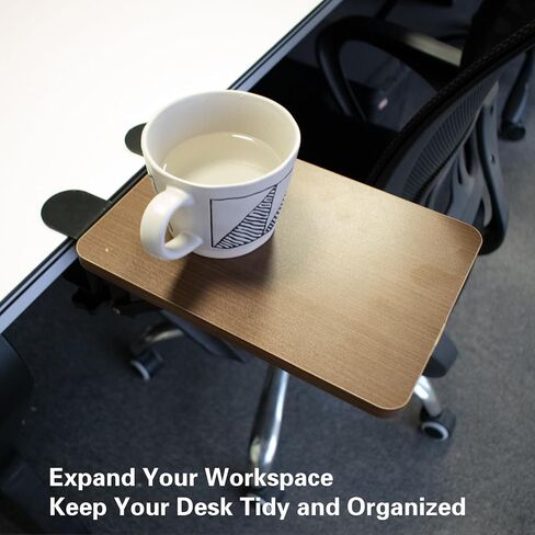 Ergonomic Desk Extender Tray, 9.8 x 6.9 Inch Clamp on Table Mount Arm Wrist Rest Shelf, 90° Foldable Mouse Support, Computer Elbow Arm Support for Office Cubicles, Home Study (Walnut) in Kuwait