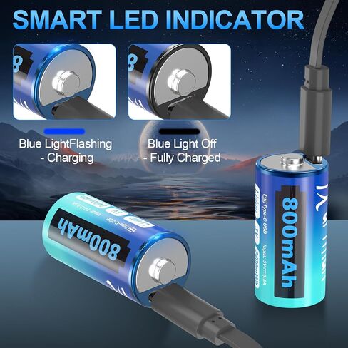 Artman CR123A Lithium Batteries 4 Pack 123a Lithium Batteries 3.7V CR17345 USB-C Rechargeable Batteries Compatible with Arlo Cameras VMC3030 VMK3200 VMS3330 3430 3530, Flashlight Microphone in Kuwait