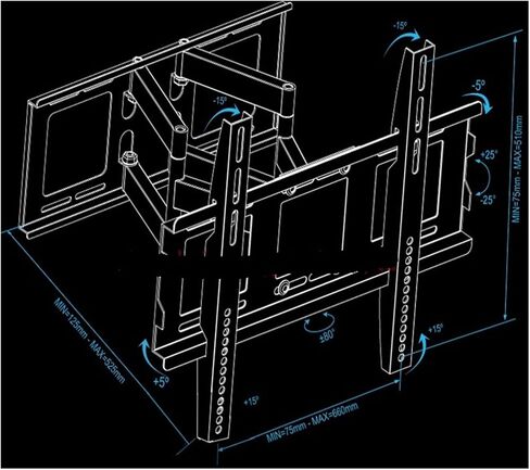 DL-D-109MT 80kg 85" 65" 55" 660x500 Retractable Heavy Duty LCD TV Wall Mount Bracket Swinging Double Arm Full Motion Lift Mechanism in Saudi Arabia