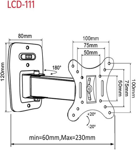 LCD-111 10" 24" 30" Tilt Full Motion Retractable Swivel LED Plasma TV Wall 孔距 Bracket Mount in Saudi Arabia