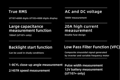 UNI-T UT107+ Automobile Multimeter High Precision True RMS Automobile Automatic Range Actual Value Digital Multimeter. in Kuwait