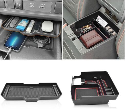 2PCS Center Console Organizer Fit for 2022-2026 Nissan Frontier Accessories (S/SV/Pro-X/Pro-4X/) and 2024 2025 Frontier SL Pickup Truck - Middle Console Tray Space Armrest Storage Box in Kuwait
