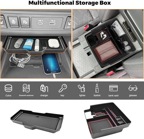 2PCS Center Console Organizer Fit for 2022-2026 Nissan Frontier Accessories (S/SV/Pro-X/Pro-4X/) and 2024 2025 Frontier SL Pickup Truck - Middle Console Tray Space Armrest Storage Box in Kuwait