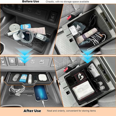 2PCS Center Console Organizer Fit for 2022-2026 Nissan Frontier Accessories (S/SV/Pro-X/Pro-4X/) and 2024 2025 Frontier SL Pickup Truck - Middle Console Tray Space Armrest Storage Box in Kuwait