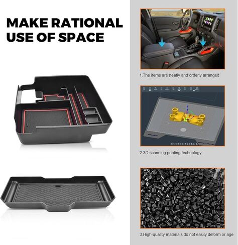 2PCS Center Console Organizer Fit for 2022-2026 Nissan Frontier Accessories (S/SV/Pro-X/Pro-4X/) and 2024 2025 Frontier SL Pickup Truck - Middle Console Tray Space Armrest Storage Box in Kuwait