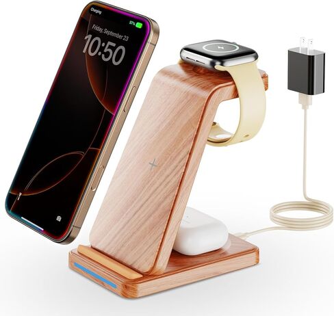 3 in 1 Wireless Charging, Wireless Charger Stand for Multiple Apple Devices, Wireless Charger for iPhone 16 15 14 13 12 11 Pro Max XS XR 8, Apple Watch 9 8 7 6 SE 5 4 3 2, AirPods 3/2/Pro in Saudi Arabia