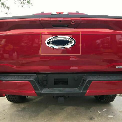 Car Rear Tailgate Emblem Cover Trim, Rear Logo Emblem Badge Ring Cover Trim, Compatible with Ford 2021+ F150, Chrome in Saudi Arabia