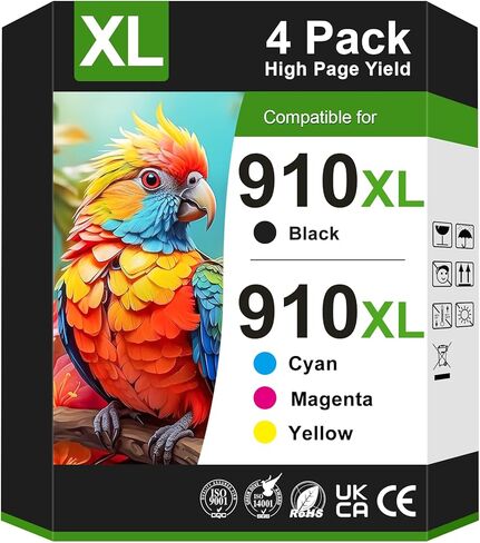 910XL Ink Cartridges for HP Printers Replacement for HP 910XL Ink Cartridges Combo Pack for HP 910 Ink Work with OfficeJet Pro 8010e 8015e 8025e 8020e 8028e 8035e 8015 8020 Printer(4 Pack) in Kuwait
