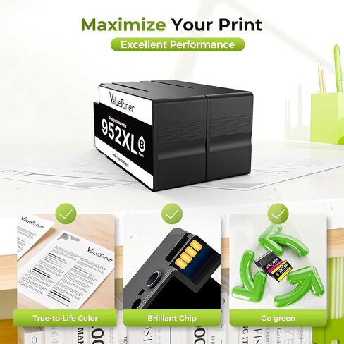 خرطوشة حبر سوداء عالية الإنتاجية Valuetoner 952XL لـ HP 952XL HP952 HP952XL بديلة لخراطيش حبر HP 952 XL لطابعات HP OfficeJet Pro 8710 8720 7740 8210 8715 8740 7720 8702 (عبوتان، أسود) in Kuwait