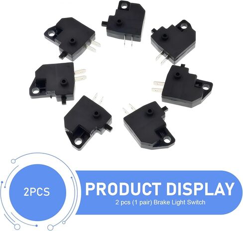 Pack-2 Motorcycle Left & Right Front Brake Light Stop Switch, 2-pin Left and Right Disc Brake Switch, Universal for Motorcycle and Off-Road Vehicles (Black) in Kuwait