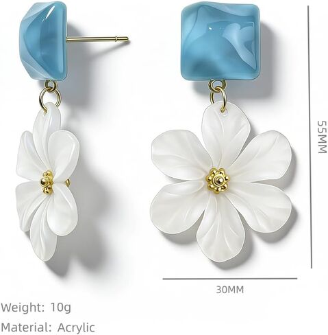 تتدلى أقراط زهرة للنساء بيان العصرية الراتنج القرط الزهور انخفاض الأقراط والمجوهرات in Kuwait