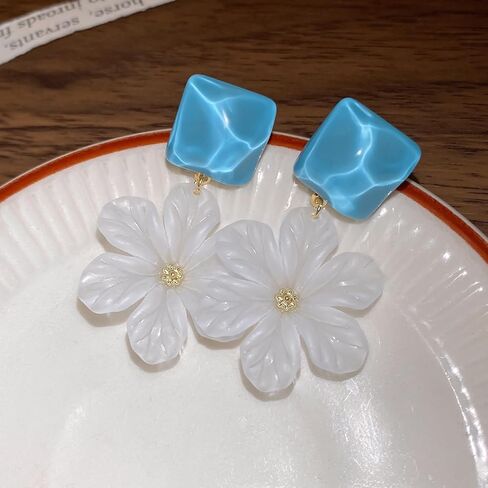 تتدلى أقراط زهرة للنساء بيان العصرية الراتنج القرط الزهور انخفاض الأقراط والمجوهرات in Kuwait