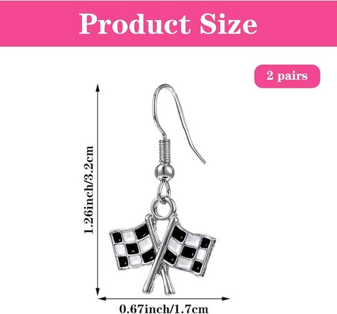 أقراط مربعة، زوجان من أقراط العلم المربعة للنساء مجوهرات باللونين الأسود والأبيض هدية لمجوهرات أقراط سيارة السباق المتسابق in Kuwait