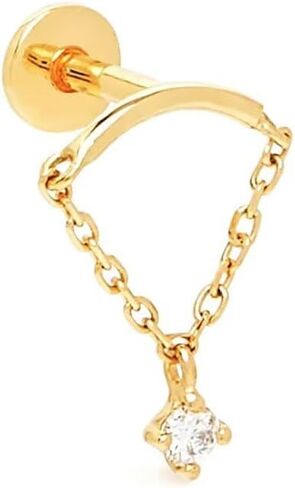 1 Pc Hidden Helix Earrings for Women Gold Plated Sparkling Rhinestone Flat Back Earring Dangle Stud Cartilage Ear Piercing Jewelry in Kuwait