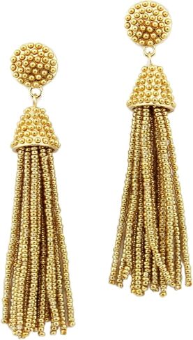 stylesilove Womens Fashion Handmade Beaded Pearl Seed Beads Tassels Long Earrings in Kuwait