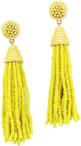 stylesilove Womens Fashion Handmade Beaded Pearl Seed Beads Tassels Long Earrings in Saudi Arabia