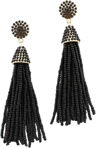 stylesilove Womens Fashion Handmade Beaded Pearl Seed Beads Tassels Long Earrings in Saudi Arabia