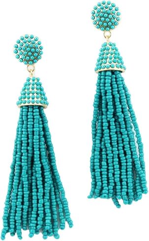 stylesilove Womens Fashion Handmade Beaded Pearl Seed Beads Tassels Long Earrings in Saudi Arabia