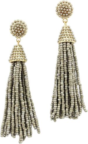 stylesilove Womens Fashion Handmade Beaded Pearl Seed Beads Tassels Long Earrings in Saudi Arabia